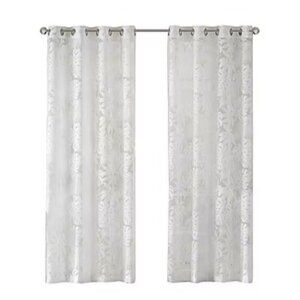 Sunsmart Abel Jacquard Blackout Grommet Top Single Curtain Panel Ivory 50x95
